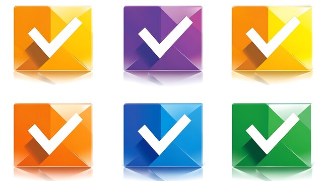 Colorful check mark icons in various shades.