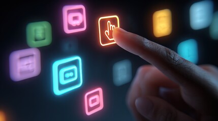 Pressing Illuminated Apps: Hand Selecting a Digital Application