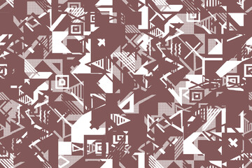 Sacral tribal ethnic motifs geometric vector background. Abstract gypsy geometric shapes sprites tribal motifs clothing fabric textile print traditional design with triangles