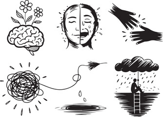 Embrace mental wellness and emotional growth with these icons.