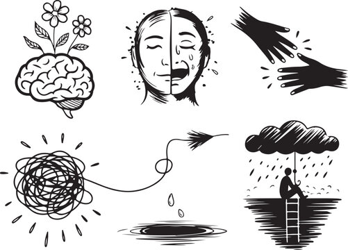 Embrace mental wellness and emotional growth with these icons.