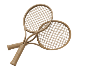 Isolated Pair of Classic Wooden Tennis Racquets