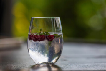 summer drink with raspberries