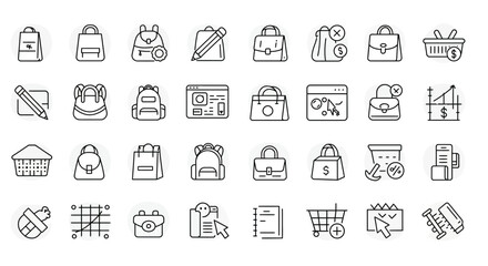 Collection of shopping, ecommerce, and education icon vector designs for web apps