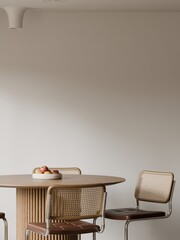 Frame poster mockup in a modern dining room interior. 3D rendering, 3D illustration.