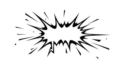 Fototapeta premium Dynamic burst illustration with jagged edges and black lines on white background