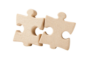 Fototapeta premium Two light beige puzzle pieces, slightly overlapping, forming a connection