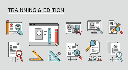 Training and edition icons collection for business and education purpose vector