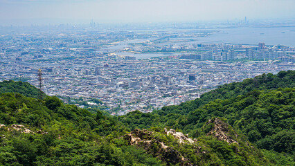 兵庫県の六甲山から見える街景色