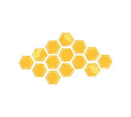 Bee honeycomb isolated on white background. Hand drawn flat cartoon vector illustration. Beehive hexagon cells