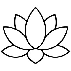 Elegant vector illustration of a stylized lotus flower with bold outlines, perfect for minimalist designs and spiritual concepts.