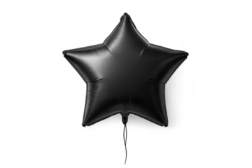 Shiny Black Star Balloon on Transparent Background
