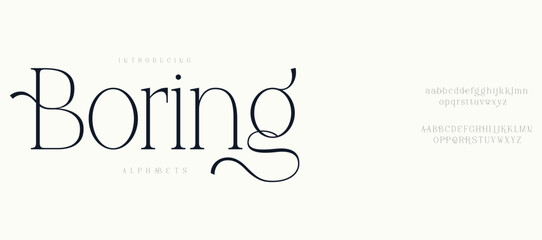 Boring Minimal luxury font alphabet logo. Typography beauty fashion elegant minimalist serif italic fonts decorative wedding vintage retro logos. vector illustration