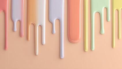 Pastel paint drips on a peach background (1)