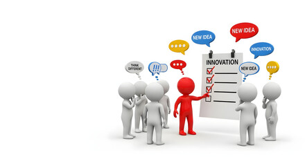 An innovative presentation, showing the process of generating new ideas with team members