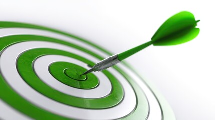 a green arrow hitting the target in the center on a white background