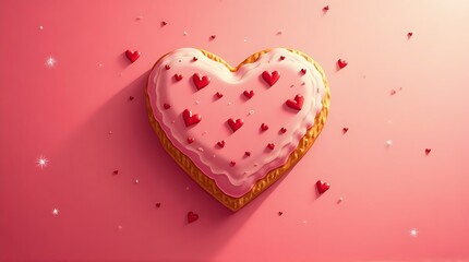 Obraz premium heart shaped cookie pink icing sprinkles love romance