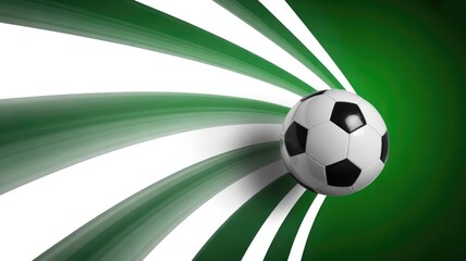 Black and white soccer ball on abstract green and white striped background 2025 2026 football world cup image poster banner label social media post
