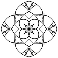 Angel Wing Floral Dotted Madala - Zentangle Line Art with Transparent Background