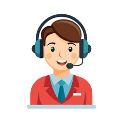 Customer service agent with headset isolated on white background