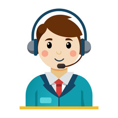 Friendly customer service agent with headset ready to assist isolated on white background