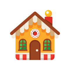 Cute Christmas Gingerbread House Clipart on White – Perfect for Winter Holiday Designs