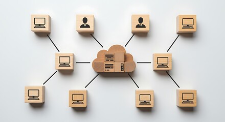 繋がり合う木箱と雲