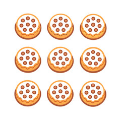 Fototapeta premium Iced cookies isolated on white background, round biscuits with dot pattern