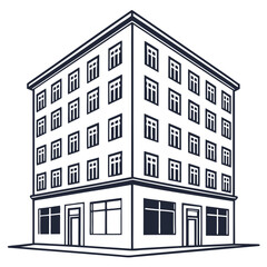 Illustration of a multistory building isolated on white background