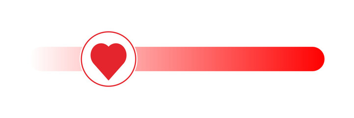 Progress bar of lovesatisfaction. Passion measuring indicator. Heart symbol. Love UI element for web isolated flat vector illustration eps 10.