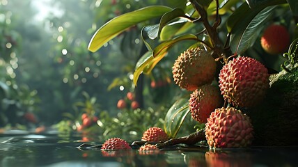 Lychee fruit tree garden background wallpaper hd close up ripe exotic delicious healthy fresh sweet tropical 100char
