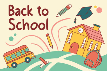 Naklejka premium Back to school themed vector design with colorful elements