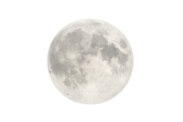 Detailed image of the full moon glowing against a transparent background, perfect for space-themed projects