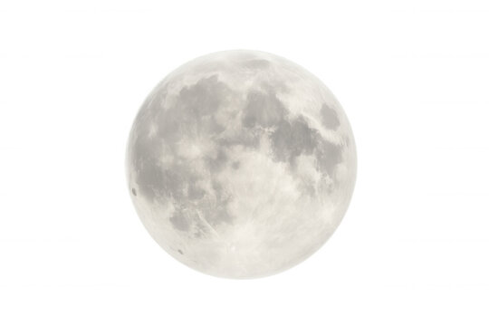 Detailed image of the full moon glowing against a transparent background, perfect for space-themed projects