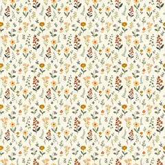 Vintage Autumn Wild Flower in Watercolor Seamless Pattern Illustration