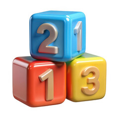 3d stacked number blocks with primary colors