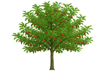 Lush Apple Tree with Transparent Background