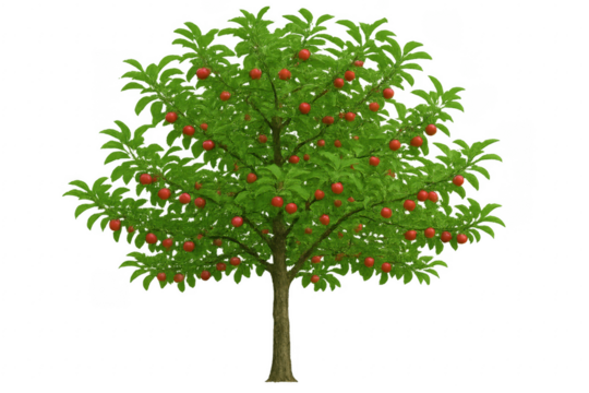 Lush Apple Tree with Transparent Background