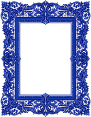 Ornate Blue Frame: An antique blue frame featuring intricate details and a captivating design that exudes elegance and charm.