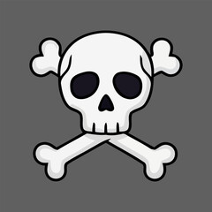 Simple skull with crossed bones illustration. A classic warning symbol for poison, death, and pirate adventure concepts.