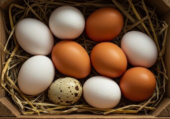 Fresh Farm Eggs in Wooden Crate