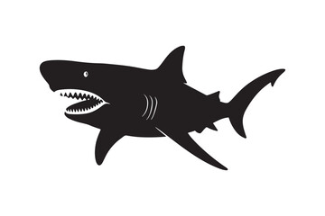 Obraz premium Prehistoric Megalodon Shark Silhouette Vector for Ancient Marine Life and Extinction