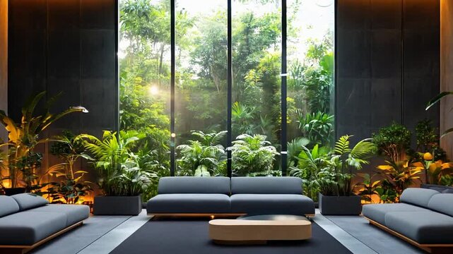 Modern Tropical Living Room Design with Indoor Plants