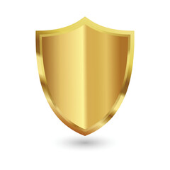 Gold Shield Vector Illustration 3D Luxury Emblem