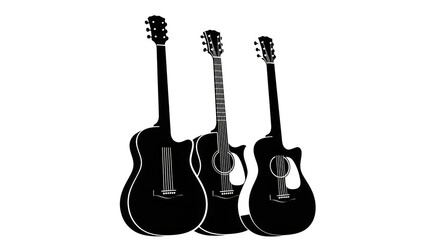 Naklejka premium Trio of guitars against dark backdrop