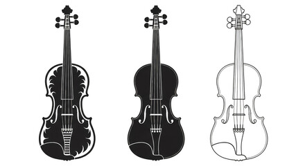 Naklejka premium Violin triptych ornate smooth ethereal strings