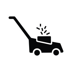 Black Lawn Mower Icon Vector Illustration