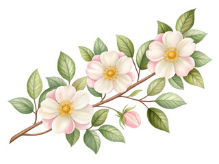 Fototapeta premium Watercolor floral branch isolated on transparent background for spring decoration.