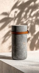 Naklejka premium Abstract cylinder object with tan leather band