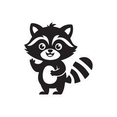 Fototapeta premium Adorable Raccoon Cartoon Character Waving Hello with a Friendly Smile